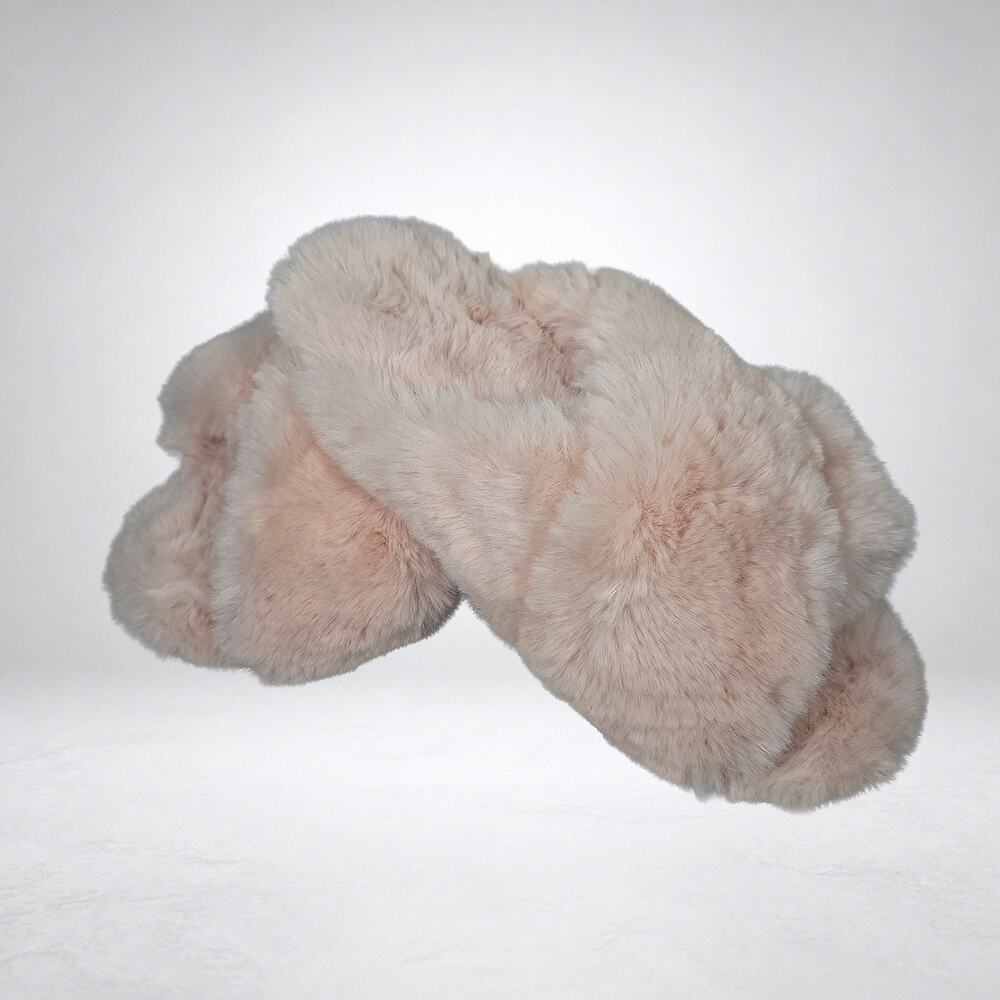 Papinelle Sheepy Crossover Slides Faux Fur Slippers Womens Size Medium Pink